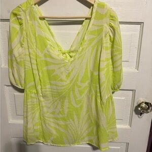 Lime Green Leaf Print Women's Top by Torrid